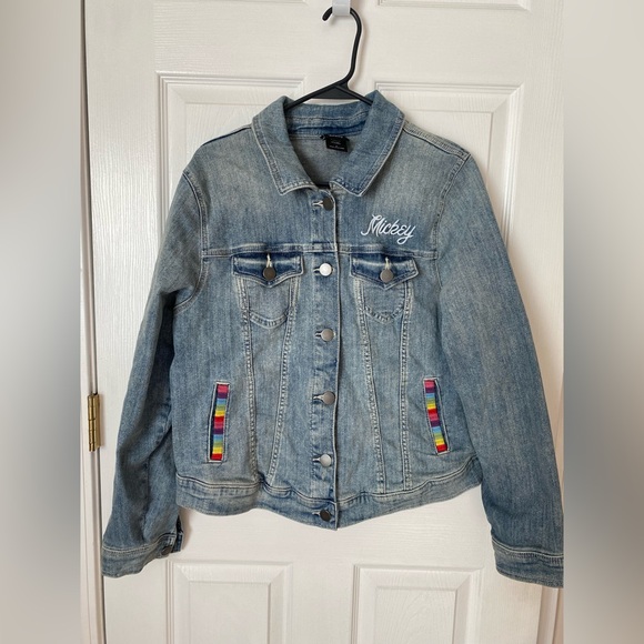 Torrid Disney Rainbow Mickey Mouse Jean Jacket Size 1 (14/16) - Picture 6 of 9